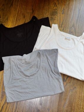 Tommy John Women's Micro Rib Cozy Lounge Tank Tops Set of 3 (2 LG & 1 M)